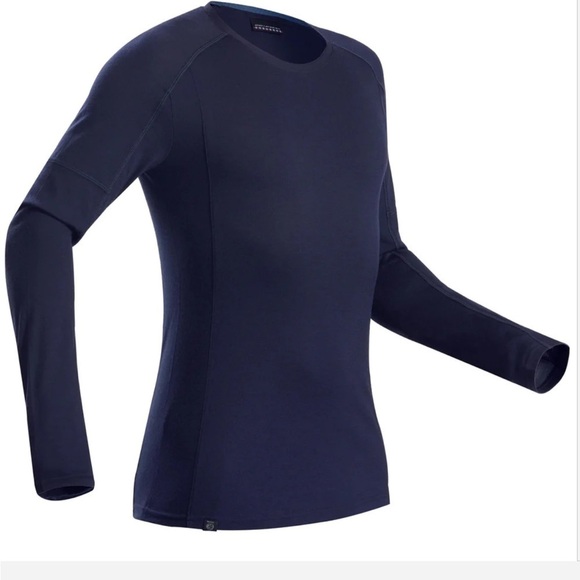 Forclaz navy blue long sleeve merino wool base layer fits like size medium - Picture 2 of 10